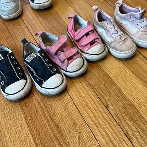 Bundle of 3 size 7 toddler sneakers converse and vans